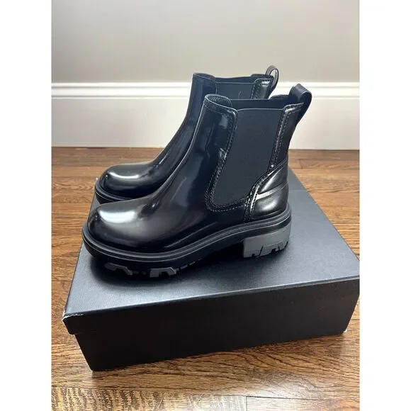 NIB Rag & Bone Shaye Platform Chelsea Bootie Polished Leather Black Size 8 - Picture 6 of 9